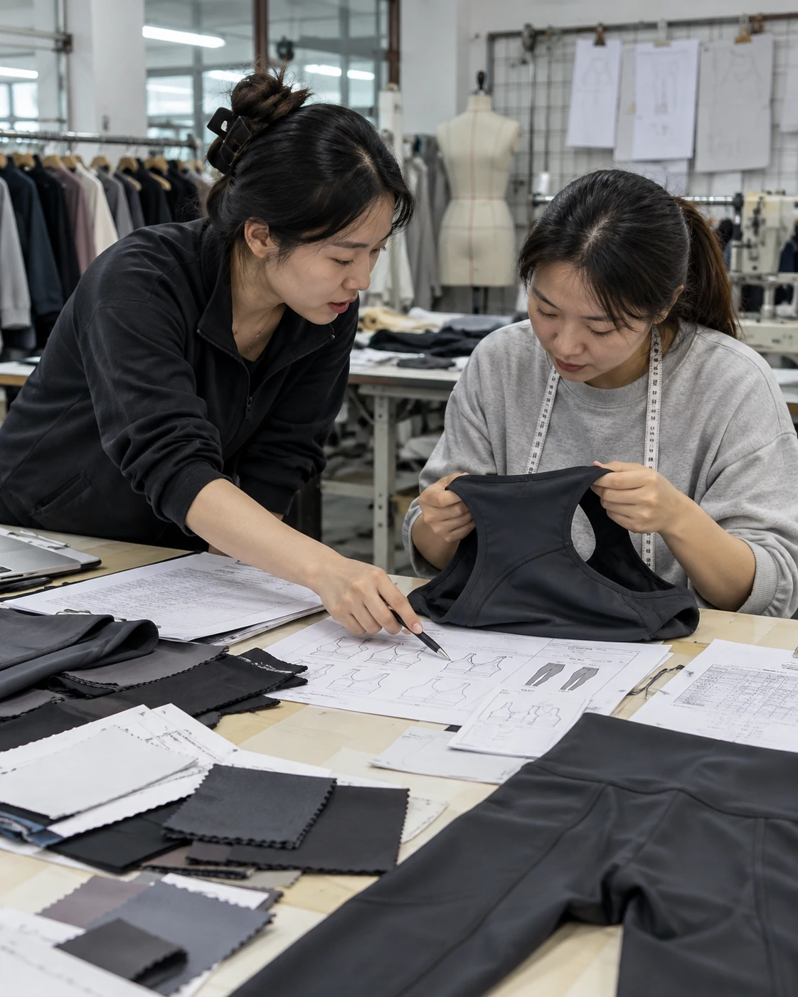 Bless Gymwear activewear product development inside factory