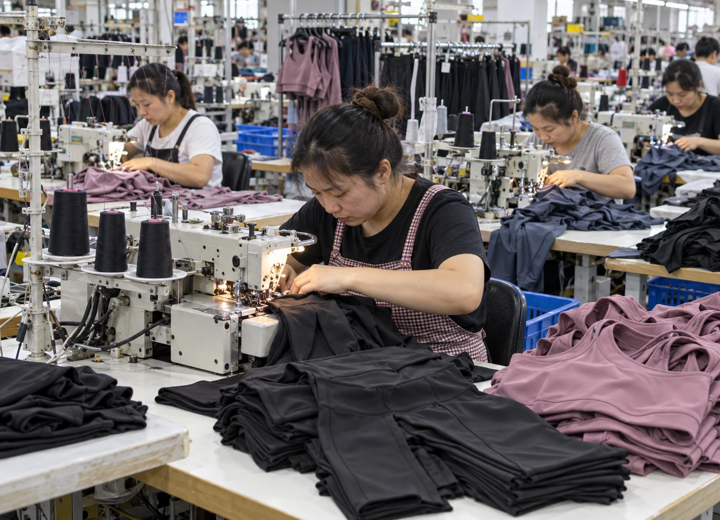 Activewear sewing and manufacturing at Bless Gymwear factory