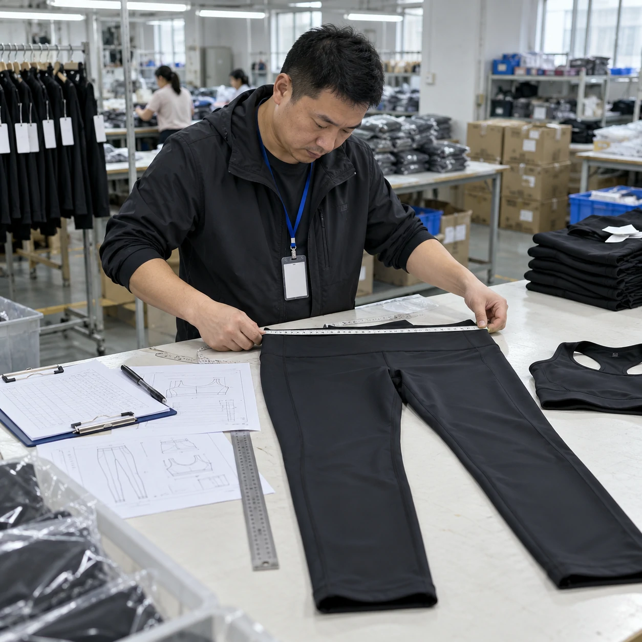 Bless Gymwear activewear quality control inspection