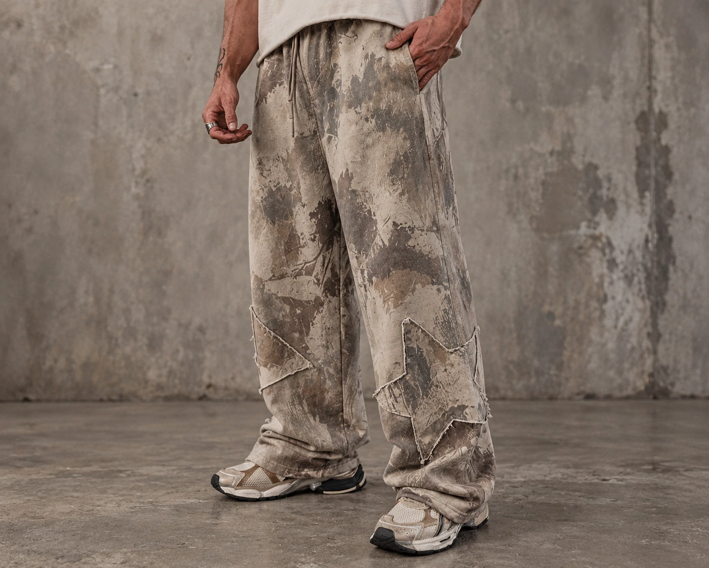 Men's relaxed fit streetwear joggers with loose silhouette